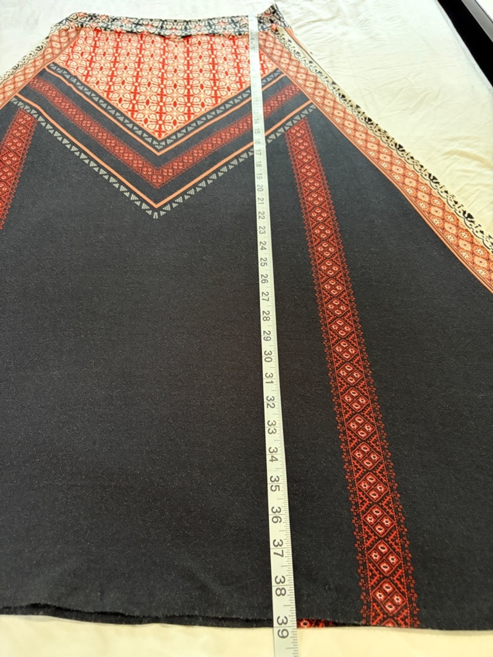 New Direction Orange and Black Patterned Maxi A-line Skirt - Picture 7 of 8